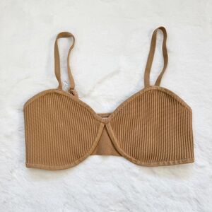 Aritzia Babaton Sculpt Knit Bralette Crop Top S - Mustard Yellow